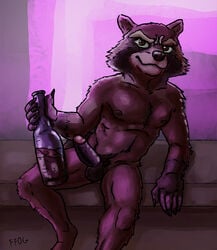 2019 anthro balls brown_fur erection ffog fur guardians_of_the_galaxy humanoid_penis male male_only mammal marvel nude penis procyonid raccoon rocket rocket_raccoon simple_background smile solo