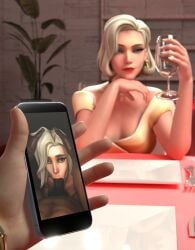 3d blender cabezadeperro00 cheating cheating_girlfriend cheating_wife dark-skinned_male dark_skin dinner formalwear_mercy interracial mercy ntr overwatch overwatch_2 phone teasing_cuck_with_phone