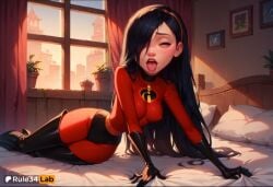 1girls ahe_gao ai_generated arm_support artist_name bed bed_sheet bedroom black_footwear black_gloves black_hair blush bodysuit boots breasts covered_nipples curtains disney female genderswap_\\\\\\\\(otf\\\\\\\\) gloves hair_over_one_eye hairband hi_res high_heel_boots impossible_bodysuit impossible_clothes indoors latex latex_gloves long_hair lying medium_breasts on_bed on_side open_mouth patreon_logo pillow pixar plant potted_plant purple_eyes red_bodysuit rolling_eyes rule34lab sheet_grab shiny_clothes skin_tight solo superhero superheroine the_incredibles the_incredibles_2 thigh_boots thighhighs tongue tongue_out very_long_hair violet_parr window younger_female