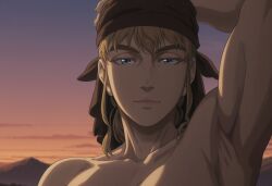 ai_generated arm_up armpit armpits bandana bare_shoulders blonde_female blonde_hair blonde_hair_female blue_eyes close-up female female_focus female_only fit_female icelandic light-skinned_female looking_at_viewer mature_female mature_woman model_pose muscle_mommy muscular muscular_female naked naked_female nordic nordinex5 norse_woman outdoor_nudity outdoors pale-skinned_female perfect_body scandinavian seductive seductive_eyes seductive_gaze seductive_look seductive_smile smile smiling_at_viewer solo solo_female solo_focus stable_diffusion toned toned_body toned_female upper_body viking_female vinland_saga ylva_(vinland_saga)