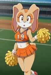ai_generated cheerleader cream_the_rabbit furry furry_ears furry_female furry_tail rabbit rabbit_ears rabbit_girl rabbit_tail sonic_(series) sonic_the_hedgehog_(series)