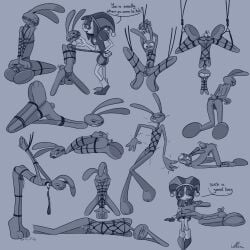 4_fingers absurd_res aftercare anal anal_penetration animal_genitalia animal_penis anthro ball_gag balls bdsm bed bedroom_eyes blush bodily_fluids bondage bound carrot carrot_gag carrot_vibrator clothed clothed_female clothing cuff_(restraint) cum dominant dominant_female drooling duo ears_tied ejaculation female fingers food furniture gag genital_fluids genitals glitch_productions handcuffs hands_behind_back hands_tied hands_tied_behind_back headpat hi_res hug humanoid jax_(tadc) kneeling lagomorph lagomorph_penis larger_male leporid lying lying_on_bed male mammal markings metal_cuffs motion_blur motion_lines narrowed_eyes nude_male object_in_ass on_back on_bed penetration penis plant pomni_(tadc) rabbit restraints rope rope_bondage rope_harness saliva screaming_alice seductive sex_toy sex_toy_in_ass sex_toy_insertion size_difference smaller_female spank_marks speech_bubble spiral spiral_eyes submissive submissive_male tail tail_motion tailwag tears tenting the_amazing_digital_circus thong underwear upside_down vegetable vibrator vibrator_in_ass