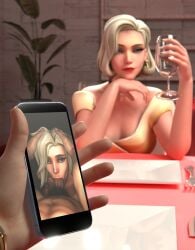 blender cabezadeperro00 cheating cheating_girlfriend cheating_wife dinner formalwear_mercy mercy ntr overwatch overwatch_2 phone