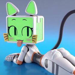 2d ai_generated artist_request ass breasts cat_ears cat_girl catgirl cubic_breasts cum cum_in_ass female fuch_animations green_eyes green_face original pur_03 pussy robot robot_cat robot_girl screen_face tagme tensor_art tongue tongue_out white_body