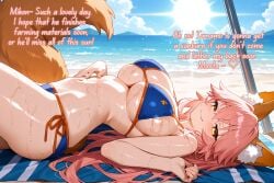 ai_art ai_generated big_breasts bikini bruce1982 corruption english english_text fate/grand_order fate_(series) fox_girl kemonomimi mind_control netorare ntr swimsuit tail tamamo_(fate) tamamo_no_mae_(fate) tamamo_no_mae_(swimsuit_lancer)