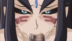 1boy 1girls :>= black_hair blue_eyes censored dark-skinned_male dark_signer dark_skin fellatio female interracial konami long_hair male male_pov misty_lola misty_tredwell naked nude oral penis pov wet yu-gi-oh! yu-gi-oh!_5d's yuu-gi-ou yuu-gi-ou_5d's