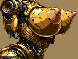 1girls ai_generated amputated_arm amputee android android_girl breasts breasts_out erect_nipples exposed_wires female gigatsu huge_breasts huge_nipples nipples pink_nipples pixel_art robot robot_girl side_view wires yellow_body