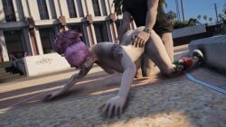 3d animated grand_theft_auto jayna_pierce naked_female nopixel onx pink_hair public_nudity public_sex tagme tattoo vaginal_penetration video