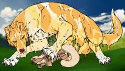 absurd_res animal_genitalia animal_penis arcanine canid canine canine_genitalia canine_penis canis collie domestic_dog dripping dripping_penis dripping_wet dubious duo generation_1_pokemon genitals herding_dog hi_res male male/male mammal micromacro nervous nervous_smile nintendo nonbinary_(lore) pastoral_dog pawpads paws penis pokemon pokemon_(species) questionable_consent sheepdog size_difference size_play slime smooth_collie stepped_on stepping tangelo_(yonnixart) translucent translucent_body yonnixart