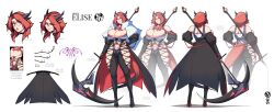 dragon_girl elise_(mysticelise) female horns red_hair reference_sheet solo tail tattoo