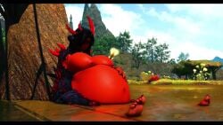 3d au_ra belly_bulge belly_button big_belly big_breasts big_thighs feet female female_only ffxiv final_fantasy_xiv forest gpose(ffxiv) gurgling_belly gurgling_noise hand_on_belly horns huge_belly legs looking_at_belly looking_down matrons_elf red_skin scales short_hair soft_vore sound stomach_noises tagme thighs video vore vore_belly