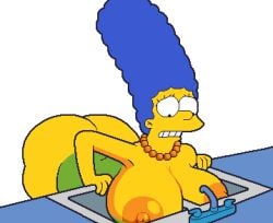 1girls 20th_century_fox 20th_century_studios big_breasts blue_hair canonical_scene female female_focus female_only huge_breasts long_hair marge_simpson the_simpsons voluptuous voluptuous_female xmelomor24x yellow-skinned_female yellow_skin