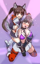 animal_ears artist_request azumi_nanaka blood_on_face blood_splatter blue_reflection blue_reflection_(series) catfight cuntbusting hiraharahiori ryona tail thighs wrestler wrestlers wrestling wrestling_femdom wrestling_outfit wrestling_ring wrestlingryona