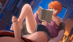 cock femboy foot_fetish footjob ftm_crossgender genderswap_(mtf) genitals ginger ginger_hair glasses hentai_stories horny_capybara original original_character reading rule_63 short_hair tomboy