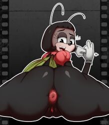 2024 absurd_res antennae_(anatomy) anthro anus arthropod black_hair blossom_(if) bottomless clothed clothing female genitals gloves hair handwear hi_res humanoid if_(2024) maximum_effort oddrich open_mouth paramount_pictures pussy scrabble007 smile solo sunday_night_productions wings