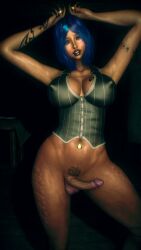 1futa 1girls 3d 4k arms_up belly big_breasts big_lips black_lipstick blue_eyes blue_hair breasts breasts_bigger_than_head bridge_piercing brown_body brown_skin chromatic_aberration crashbanditkut dark-skinned_female dark-skinned_futa dark_skin embarrassed erect_nipples eyeliner female female_focus fit fit_female fit_futa futanari glowing_eyes gold_piercing golden_piercing hair hands_up hi_res high_resolution highres house lips lipstick long_nails looking_at_viewer makeup mature mature_female mature_futa medium_hair muscles muscular muscular_female muscular_futa nail_polish nails navel navel_piercing nose_piercing original original_character penis piercing qos qos_tattoo queen_of_spades queen_of_spades_symbol queen_of_spades_tattoo ring_piercing septum_ring shirt short_hair small_penis smile smiling smiling_at_viewer solo solo_futa spade_tattoo thick_thighs thighs veiny veiny_penis virt-a-mate virtamate wet wet_skin