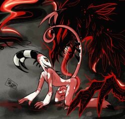 2023 2boys 2d blitzo_(helluva_boss) color completely_naked completely_naked_male completely_nude completely_nude_male demon erect_penis erection helluva_boss horns huge_tongue imp long_tongue looking_at_another male male_focus male_only monster monster_boy nude owl owl_demon penis scar scars scars_all_over stolas_(helluva_boss) tail tongue tongue_around_penis tongue_out tongue_wrap tonguejob twiggietime vivienne_medrano watermark