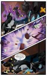 absurd_res anal anal_knotting anal_sex backsack balls black_balls blurrypanda bodily_fluids comic cum cum_in_mouth cum_inside drinking drinking_cum eeveelution feral forced forced_oral generation_2_pokemon generation_3_pokemon generation_4_pokemon genital_fluids genitals grey_balls hi_res knotting luxray male male/male male_penetrated male_penetrating male_penetrating_male mightyena nintendo oral penetration pokemon pokemon_(species) rape sex umbreon