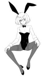 000tortilla androgynous bunny_ears bunnysuit crossdressing femboy high_heels lio_fotia monochrome nipples promare twink