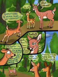 animal_genitalia animal_pussy anus cervid comic crying diarrhetical_doe doe fear feces female green_eyes hi_res hooves hunter_and_deers mammal panic pussy raised_tail scat tears vomit xyi