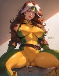ai_generated ass ass_shake big_ass big_breasts big_butt big_thighs bikini clitoris collar hairy_pussy heroine light-skinned_female light_skin marvel marvel_comics nerd panties pussy_juice rogue_(x-men)
