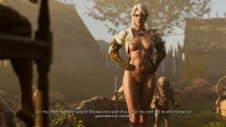 3d belethor's_smut cd_projekt_red ciri english_text female freckles gloves green_eyes light-skinned_female mascara monster nekker nude outdoors penis pussy scar sword tattoo text the_witcher_(series) the_witcher_3:_wild_hunt white_hair witcher_medallion