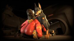 3d animated big_breasts bodysuit breasts canine doggy_style fempyro gas_mask gloves human interspecies latex penetration pyro scout sex source_filmmaker tappysfm team_fortress_2 thighhigh_boots zoophilia