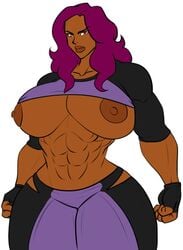 abs big_breasts big_lips dark-skinned_female dark_skin destiny_infierno female heterochromia large_breasts latina maroon_hair muscular_female pranky small_waist thick_thighs wide_hips