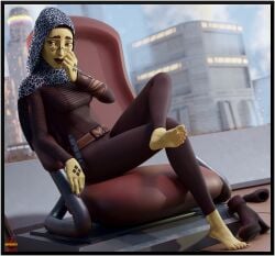 alien_girl barefoot barriss_offee feet foot_focus mirialan shy snafusevsix star_wars