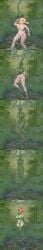 animal_ears baconpanties black_sclera blonde_hair bondage breasts corruption deer_girl female female_only forest forest_background green_hair green_skin lactation nipple_piercing nipples nude open_mouth orange_eyes original outdoors piercing plant plant_girl resisting sequence signature snude solo symbol tail tattoo tentacle transformation