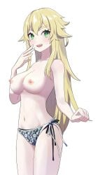 big_breasts black_panties blonde_hair frederica_baumann green_eyes long_hair looking_at_viewer re:zero_kara_hajimeru_isekai_seikatsu sharp_teeth unusual_teeth