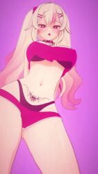 3d animated arms_behind_back bra collar deluxe_rosie female female_only indie_virtual_youtuber light-skinned_female minishorts no_sound panties pubic_tattoo revealing_clothes spiked_collar suko_(vtuber) swaying tagme twintails video virtual_youtuber