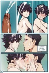 2boys blushing bukkake cum cum_on_face cum_swap cumming_untouched dominant_young emotionless_sex father_and_son gay idoraad incest kissing komi-san_wa_komyushou_desu komi_masayoshi komi_shousuke lilprincyvi love male male_only older_male small_dom_big_sub smaller_male tagme yaoi younger_male