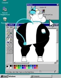 big_ass big_breasts big_butt deltarune female female_focus female_only huge_ass huge_breasts iktomi microsoft tagme tasque_manager_(deltarune) thick_thighs videogamedunky windows_95