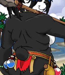 1girls 2019 anthro arms artist_logo artist_signature ass ass_focus back back_view backboob background bare_arms bare_ass bare_breasts bare_shoulders beach bear_tail belly belt big_belly black_fur black_hair black_lips blizzard_entertainment blue_hair blue_sky bottomless_skirt bracelet breasts cloud color colored colored_background colorful curvaceous detailed_background exhibitionism exhibitionist exposed exposed_ass exposed_breasts exposure fat fat_ass fat_folds fat_fur fat_woman female female_focus female_only furry furry_only healing_potion holding_object holding_spear holding_weapon huge_ass ineffective_clothing island jada_lightning large_breasts lips loincloth long_hair looking_to_the_side mana_potion messy_hair mouth no_panties ocean outdoor_nudity outdoors overweight overweight_female palm_tree panda pandaren pandaren_female partially_clothed partially_nude plump plump_ass plump_lips potion public public_exposure public_nudity ragnar_oktopod rear_view sand shoulders sideboob skirt sky small_tail solo solo_female solo_focus spear tail_ring text thick_hips tied_hair topless torn_clothes tree twintails two-tone_fur two-tone_hair uncensored ursid ursid_humanoid video_games warcraft watermark waves weapon weapon_over_shoulder white_fur world_of_warcraft