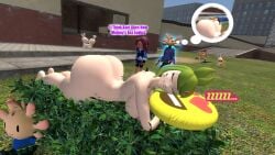 axol_(smg4) barefoot big_ass big_booty big_butt bush completely_nude completely_nude_female desti_(smg4) dialogue female full_body garry's_mod gmod kaibernation meggy_spletzer melony_(smg4) naked naked_female nude nude_female rabbid saying_in_head sleeping smg4 thought_bubble touching_ass