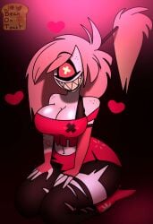 beanontoast big_breasts cherri_bomb_(hazbin_hotel) demon hazbin_hotel high_heel_boots high_heels sharp_teeth thick_thighs