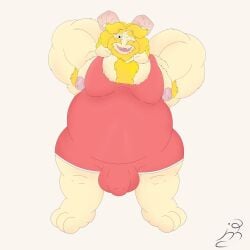 anthro armpit_fetish armpit_hair asgore_dreemurr belly blonde_hair body_hair boss_monster_(undertale) bovid caprine fur goat hair hi_res jon_noj long_ears male male/male mammal smile solo undertale undertale_(series) white_body white_fur