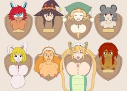 artist_request bunnyx_(character) carrot_(one_piece) character_request female female_only guro kiva_andru kobayashi-san_chi_no_maidragon kono_subarashii_sekai_ni_shukufuku_wo! kuroinu_~kedakaki_seijo_wa_hakudaku_ni_somaru~ megumin miraculous_ladybug nazrin one_piece ruu_ruu shartist tohru_(dragon_maid) touhou trophy wanda_(one_piece)