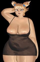 asian bbw big_breasts black_dress chubby mangis(sandtraps) original_character sandtraps tagme