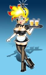 antenna blonde_hair blue_eyes breasts earrings empty_eyes female femsub gloves headband hypnotic_accessory jenny_test jewelry johnny_test johnny_test_(series) large_breasts maid open_mouth opera_gloves rule_63 sandybelldf tech_control traditional tray western