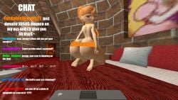 3d 3d_(artwork) ass ass_exposed ass_focus barely_clothed big_ass chat chat_box donation donation_alert garry's_mod gmod hand_on_hip kaibernation livestream meggy_spletzer smg4 streaming sweater_girl text