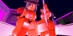 2girls 3d ass big_ass big_breasts black_body black_hair breasts donquiotedd female_only glasses pole roblox roblox_avatar robloxian self_upload strip_club stripper_pole tagme thick_thighs thong wings