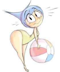 1girls 2024 beach_volleyball blue_eyes blue_hair blush curvaceous curvy curvy_body curvy_figure disney female_only hi_res high_resolution highres hips inside_out inside_out_2 joy_(inside_out) looking_at_viewer one-piece_swimsuit pixar short_hair short_hair_female silentjack8 solo solo_female solo_focus swimsuit tagme thick_thighs thighs volleyball yellow_body yellow_skin