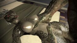 3d argonian bethesda_softworks female garry's_mod halo_(series) laying_on_bed nurja red_eyes sangheili scalie skyrim the_elder_scrolls