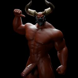 1:1 2_horns 3d_(artwork) abs animal_genitalia animal_penis balls biceps black_background demon digital_media_(artwork) equine_genitalia equine_penis genitals hi-rez_studios hi_res horn humanoid male nipples paladins_(game) pecs penis raum_(paladins) red_body red_skin simple_background solo vein veiny_muscles veiny_penis voluox yellow_eyes