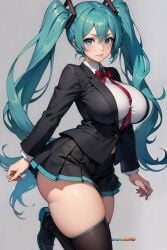 ai_generated anime anime_style ass big_breasts blue_eyes blue_hair breasts fake_breasts female female_focus female_only fingers focus from_side gradient_background hair hair_between_eyes hatsune_miku huge_breasts large_breasts light-skinned_female light_blue_hair light_body light_skin lighting long_hair long_sleeves long_socks looking_at_viewer miniskirt necktie_between_breasts round_breasts seducing seduction seductive seductive_body seductive_eyes seductive_gaze seductive_look seductive_mouth seductive_pose shiny shiny_ass shiny_clothes shiny_hair shiny_skin sky4maleja smile smile_at_viewer smiley_face standing_on_one_leg suit suit_and_tie suit_jacket thick_ass thick_thighs thigh_socks thighhighs thighs twintails very_long_hair vocaloid watermark