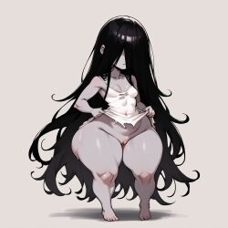 ai_generated ass big_ass big_butt brax_(artist) ghost ghost_girl hips pussy raised_clothing shortstack showing_pussy small_breasts smaller_female the_ring wide_hips yamamura_sadako