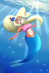 1girls activision bandicoot blonde_hair coco_bandicoot crash_(series) female marsupial mermaid ponytail solo sonicranticoot underwater