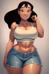 ai_generated ass ass_focus big_ass dark-skinned_female dark_skin disney female female_focus female_only full_body lilo_and_stitch nani_pelekai shorts thick_thighs transformationwitch